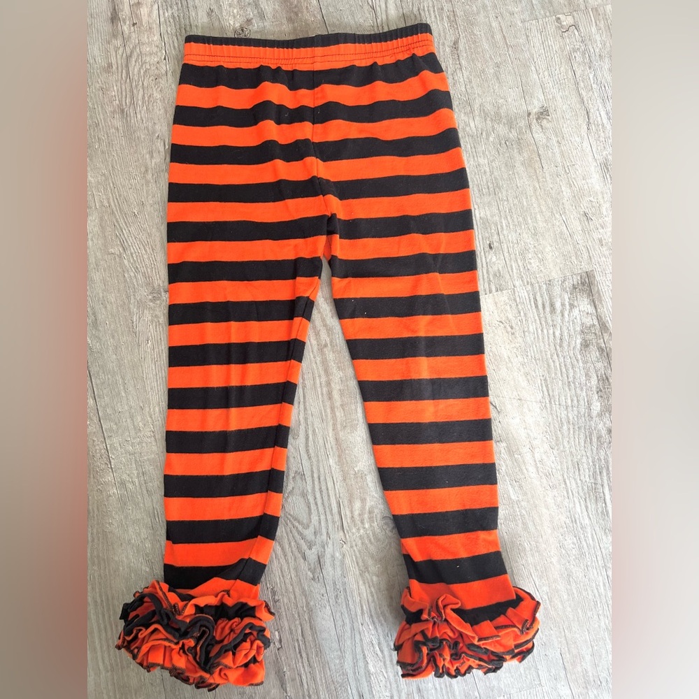 Orange and Black Striped Leggings